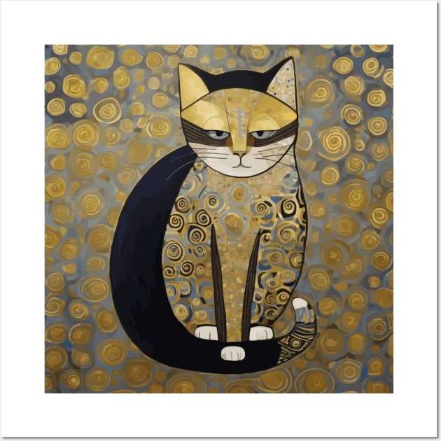 Klimt Black Cat Masked Bandit with Three Paws Wall Art by bragova